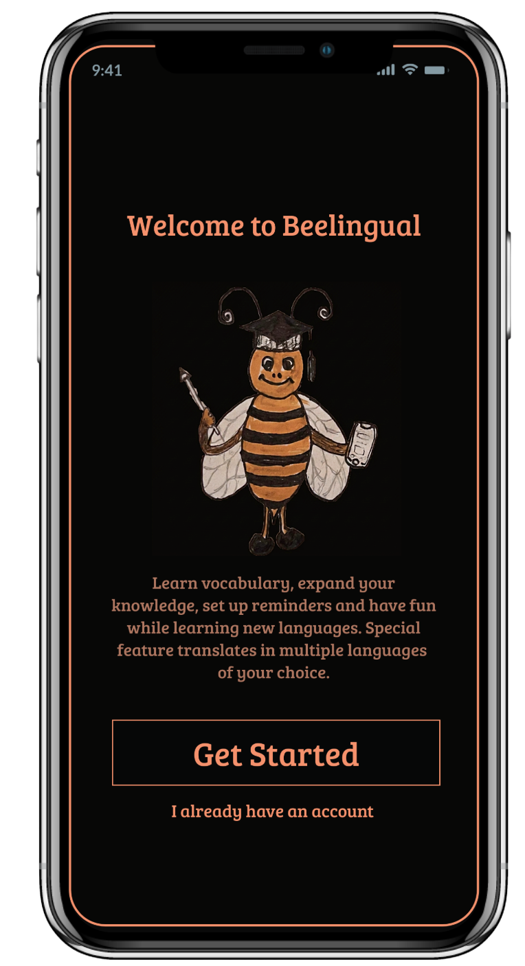 BeeLingual welcome screen