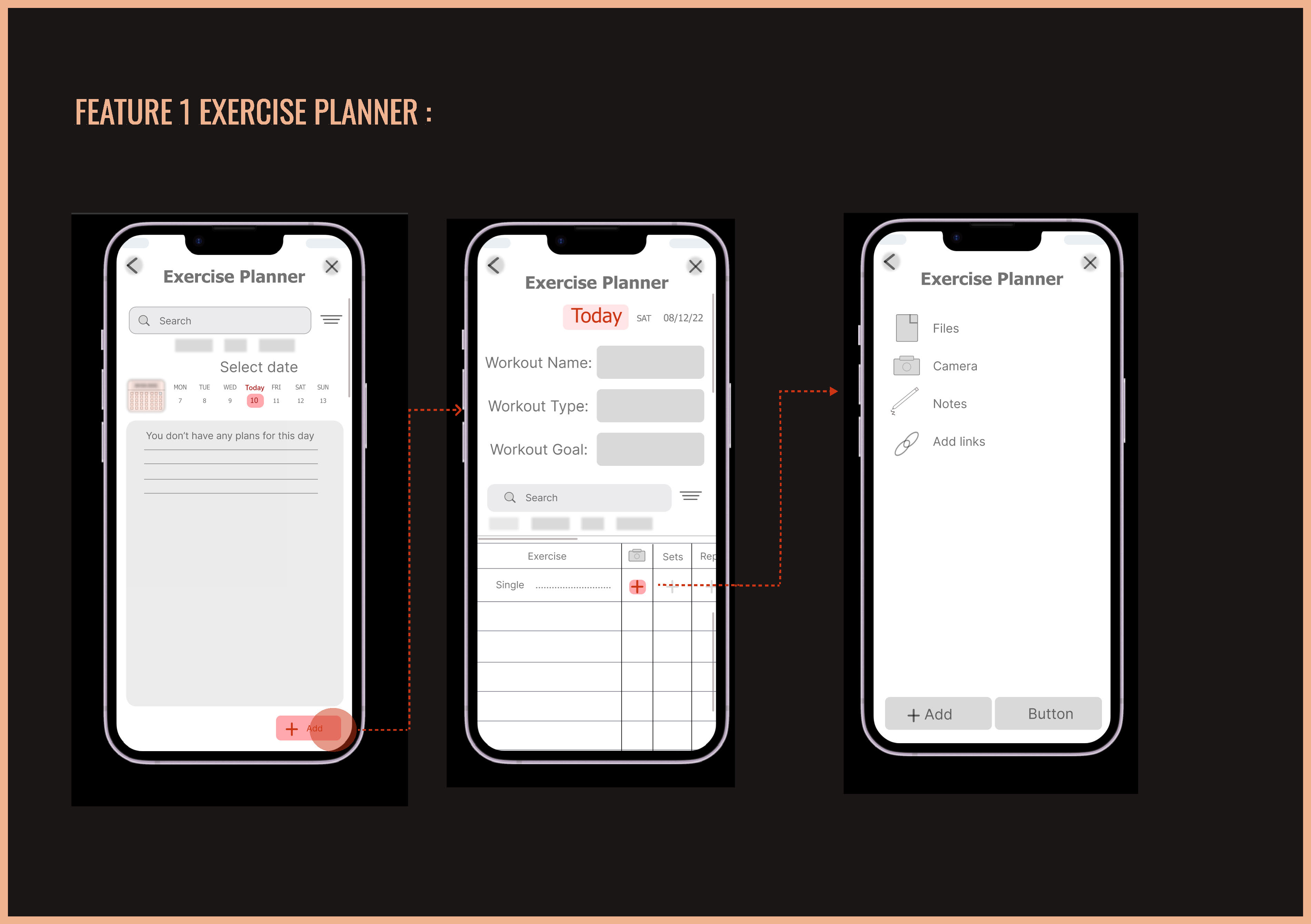 Mid-fidelity — Feature 1: Exercise Planner